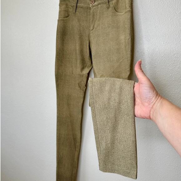 Caribbean Queen Muted Yellow Gray Snakeprint Front Zip Button Jeggings S - Picture 1 of 12